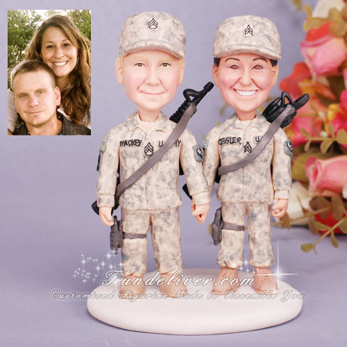 Army Wedding Cake Toppers with ACU Digital Army Uniform - Click Image to Close